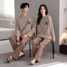 双面德绒磨毛情侣睡衣女秋冬季牛奶薄绒自发热保暖男士羊绒家居服