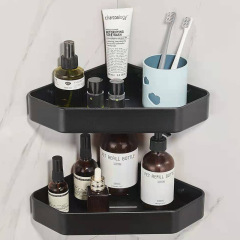 Bathroom shelf, no-drilling bathroom wall-mounted black integrated thick triangular shelf, toilet wall hanging storage