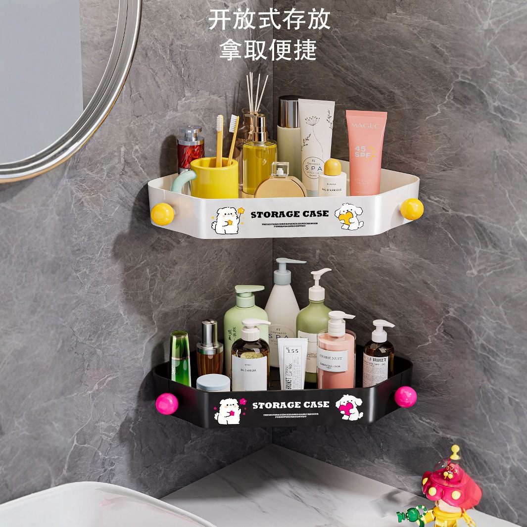 Baño estante ventosa inodoro sin perforación triángulo de pared inodoro lavabo rack de almacenamiento en la pared