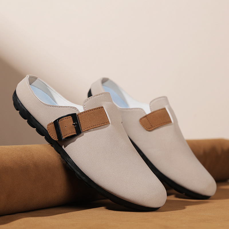 Zapatos Boken de alta gama 2025 nuevas medias zapatillas de puntera de suela gruesa de primavera para usar zapatos perezosos de un pie