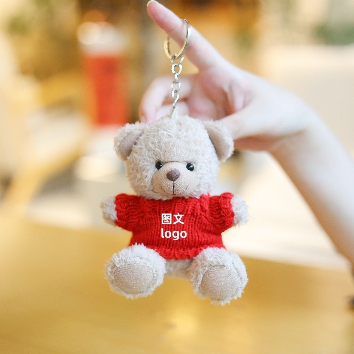 Suéter osos muñecos bolsos colgantes bolsos llaveros muñecas juguetes de peluche regalos de actividad logotipo imprimible