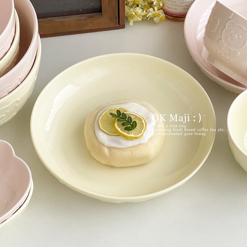 Exquisite and Beautiful Dinner Plate, Cream Style Plate, Dish Plate, 2025 New Dish Set, Household Ceramic Cake Plate, Deep Plate