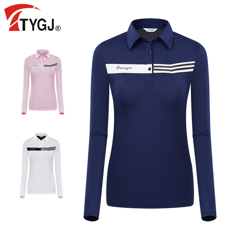 Autumn Golf Clothing Women's Long-Sleeved T-Shirt Slim Fit Breathable Quick-Drying Simple Top Lapel Badminton Clothing