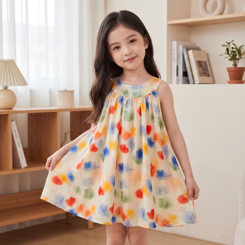 2026 nuevo vestido de verano coreano vestido de niña chaleco sin mangas vestido vestido de ropa infantil