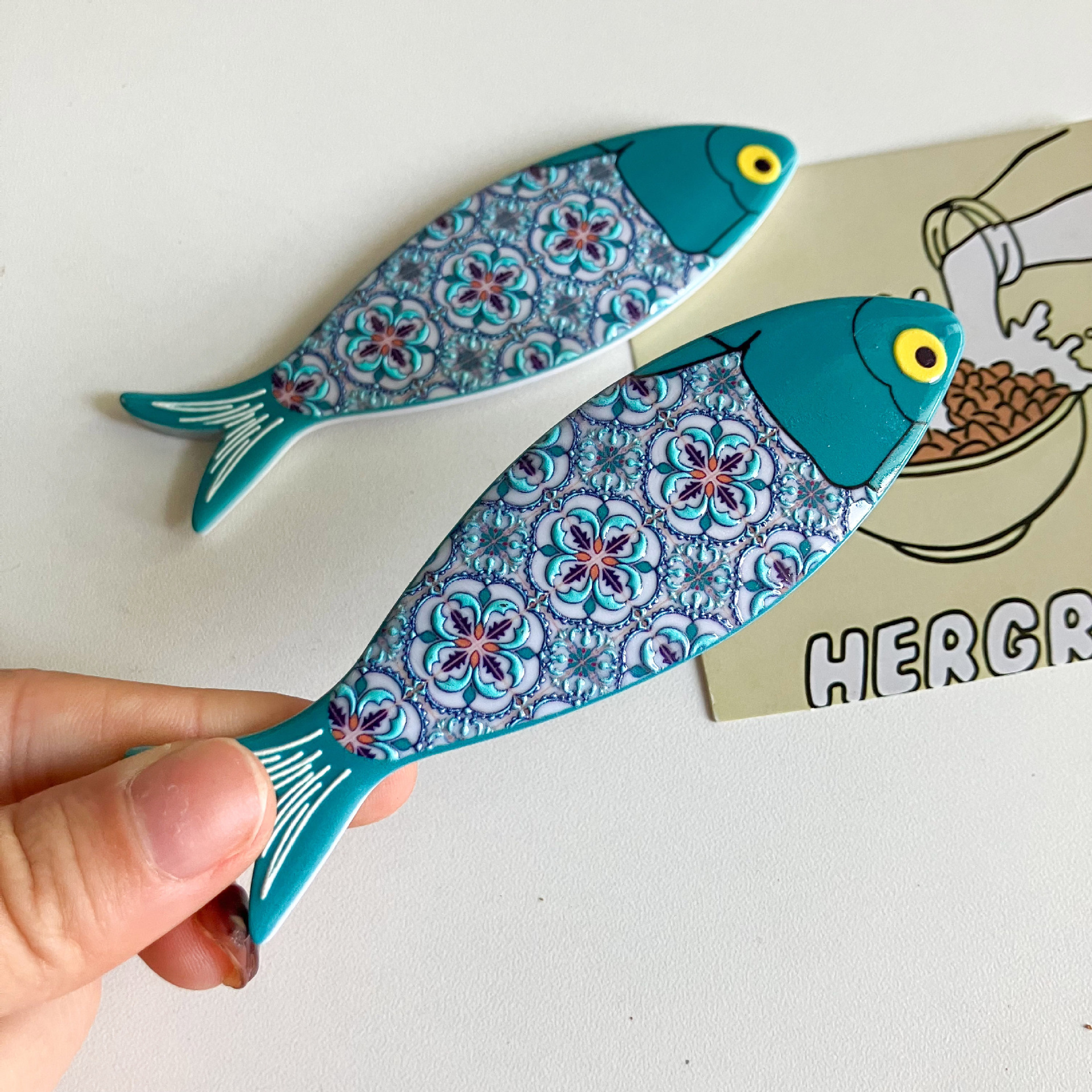Nueva etiqueta de nevera de pescado transfronteriza estilo bohemio color material de melamina patrón en relieve decoración diaria del hogar