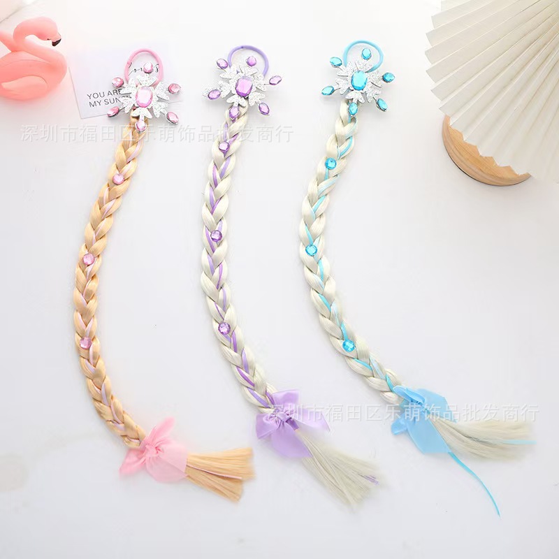 10 보라색 눈송이 땋은 가발