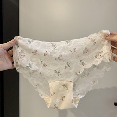 和風甘いプリント純粋な欲望の女性の小さな下着レース波状エッジ純粋な綿の股快適で通気性のある女性のブリーフ