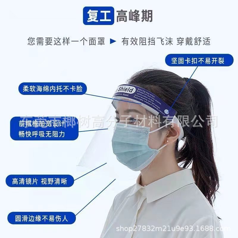 海绵防护面罩透明保护全脸高清防雾面屏防飞溅飞沫保护罩工厂直供