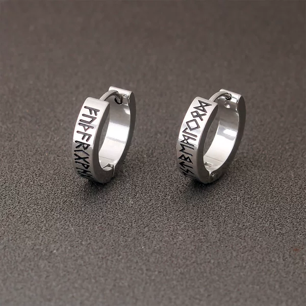 European and American fashion personalized Viking pattern titanium steel Women's ear ring ear buckle simple all-match men's punk earrings cross-border wholesale