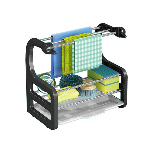 Kitchen drain rag rack wall-mounted punch-free countertop rack to dry sponge dishcloth rack storage storage