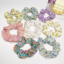 田园少女 韩国东大门女团风碎花格子肥肠发圈法式复古大肠圈发绳