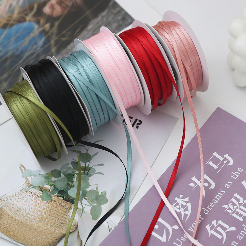 0.3cm Quality Encrypted Double-sided Polyester Ribbon Ribbon Wedding Bow High-end Gift Packaging Silk Ribbon Ribbon