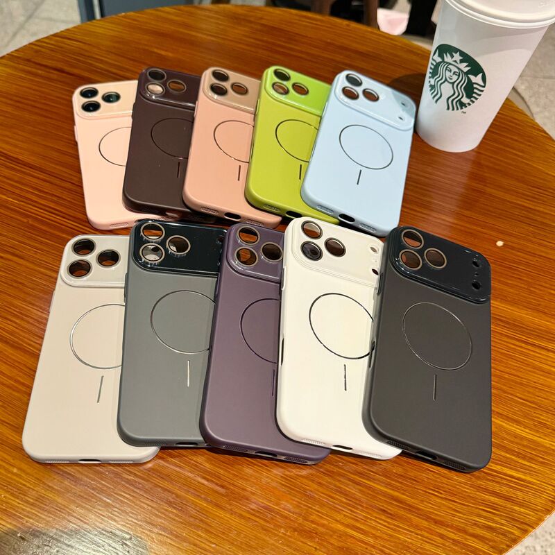 Suitable for Apple 17Promax Pure Color Crystal Lens Thin Circle Magnetic Iphone16Pm Anti-Fall Skin-Feel Mobile Phone Case Suitable for Apple 17Promax Pure Color Crystal Lens Thin Circle Magnetic Iphone16Pm Anti-Fall Skin-Feel Mobile Phone Case
