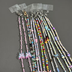 多巴胺ins蝴蝶結彩色珍珠串珠掛鏈手機掛繩可斜挎可背帶ccd相機繩