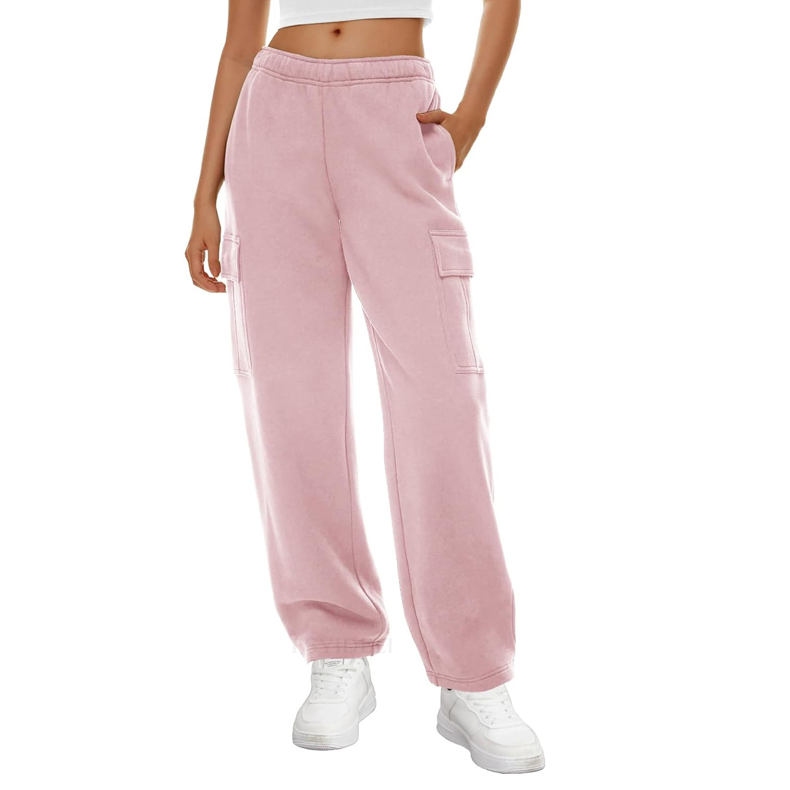 El comercio exterior de otoño e invierno de las mujeres pantalones de chándal de pierna ancha nueva cintura elástica suelta overoles casuales populares SU3570 image 5