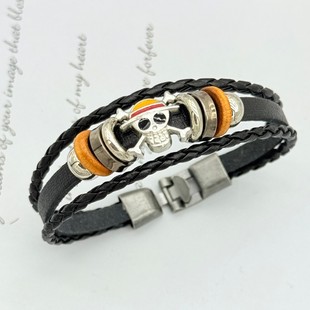 One piece leather bracelet Luffy straw hat group European and American retro leather bracelet wholesale