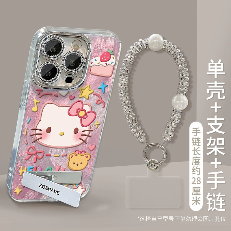 Яблоко, Hello Kitty, совместимый с iPhone 15, чехол для телефона, милые трубки, браслет, iPhone 13 Pro, объектив, iPhone, 8