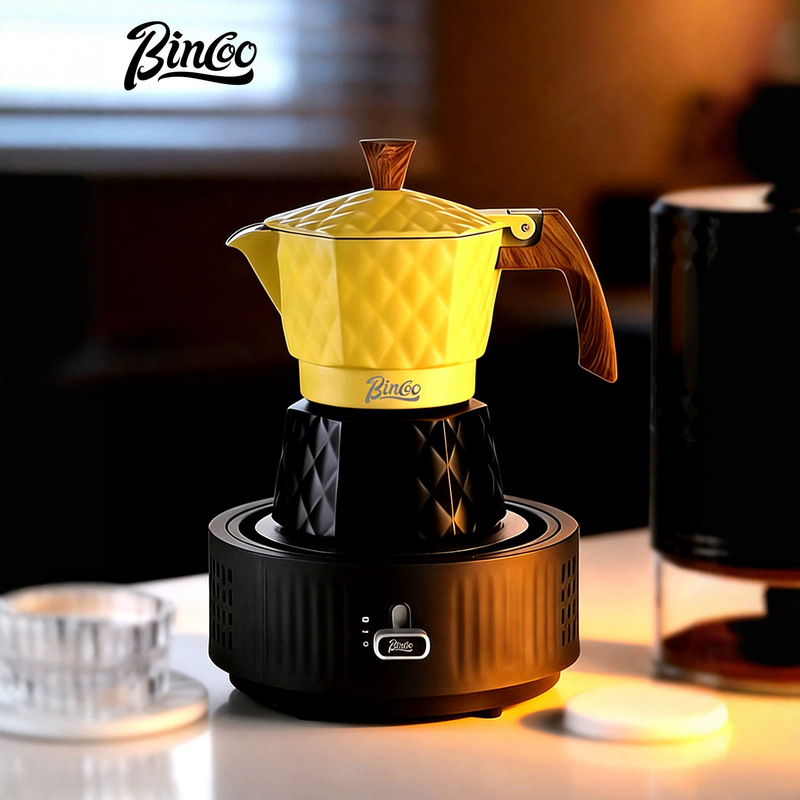 Bincoo Dual Valve Pressurized Moka Pot Diamond Pattern Personalized Espresso Maker for Home and Outdoor Use Bincoo Dual Valve Pressurized Moka Pot Diamond Pattern Personalized Espresso Maker for Home and Outdoor Use