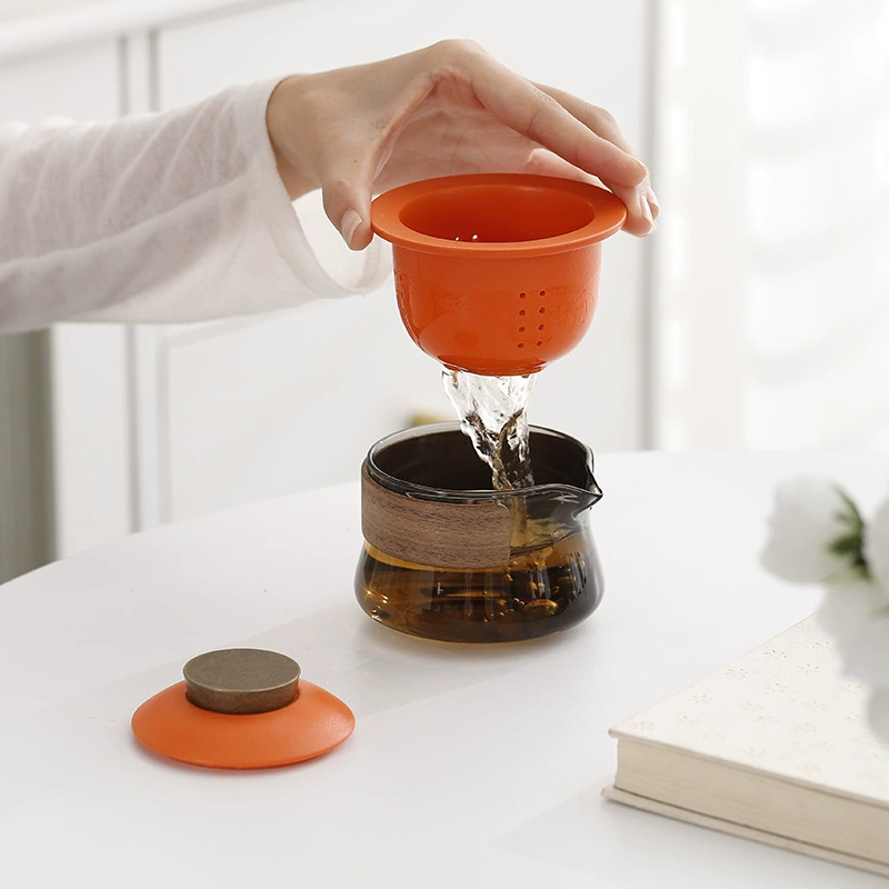 Glass handheld travel tea set for traveling