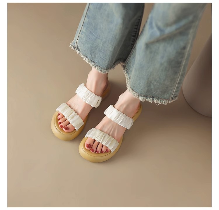 Ruodan Original High-end Sense ~ Infradito in seta con suola spessa e punta tonda capispalla da donna moda sandali e pantofole con tacco spesso_voghion.com