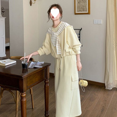 特大サイズ 150kg ファットカジュアル年齢軽減ショールスウェットシャツスーツスカート女性の新しい作業服スカート 2 点セット 2