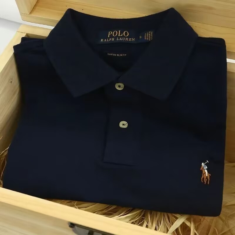 Cross-Border High-Quality Embroidered Basic Short-Sleeved Polo Shirt Men's Pique Cotton Lapel Half-Sleeve