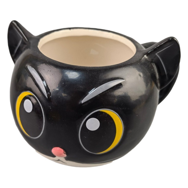 Taza de cerámica cuidadosamente seleccionada con dibujos de gato negro, jefe de policía, película de anime, taza de gato, taza creativa nostálgica para niños, taza de café