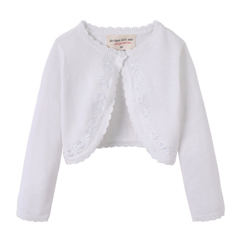 Korean Version Girls Embroidered One-Pin Collar Shawl for Children and Infants Knit Cardigan Jacket Baby Summer Thin Model