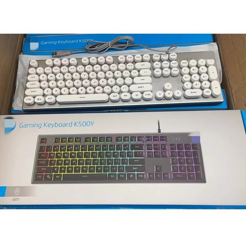 Suitable for Hp Notebook K500Y Round Keycap Keyboard Wired Backlight Gaming Computer Black/White