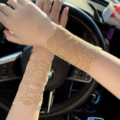透气遮疤遮纹身防晒袖套夏季薄款女士护腕手腕锦纶网纱蕾丝饰品