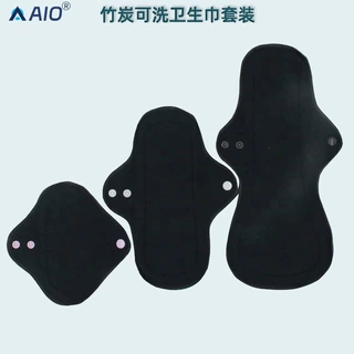 可洗竹炭布卫生巾套装 可重复使用卫生巾垫日夜两用月经垫OEM定制