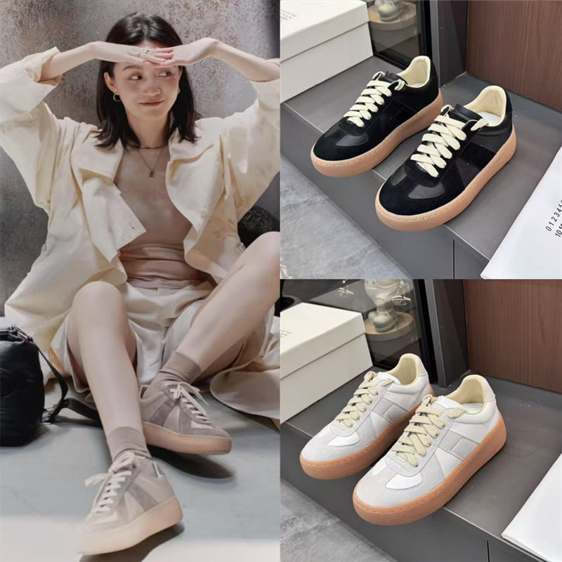 High-End Margiela Mm6 Thick-Soled German Training Shoes for Women, 2026 New Model, Genuine Leather, Cross-Border, Height-Increasing Casual Sports Sneakers