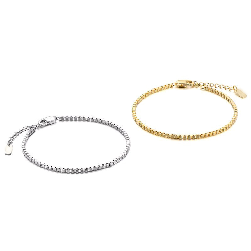 Cross-border New Stainless Steel Box Chain Simple Niche All-match Men's Bracelet Titanium Steel Couple Bracelet Engraving