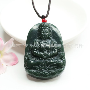 Xinyu Natural Hetian Jade Tower Green Dress Guanyin Jade Jewelry Peace Pendant Jewelry Gift