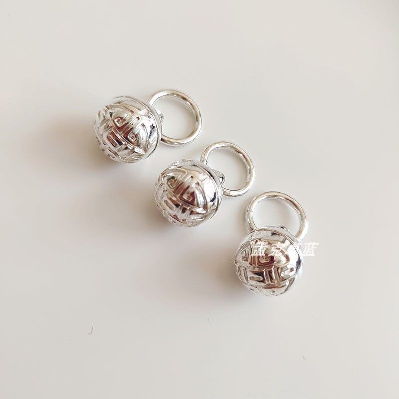 Metal round button ethnic style spherical button ethnic minority clothing accessories ring ring silver button New