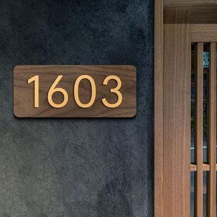 House Number Plate Household Wholesale Modern Simple Accessible Luxury Style Wooden Home Entrance Door Number Plate Digital Sticker High-End