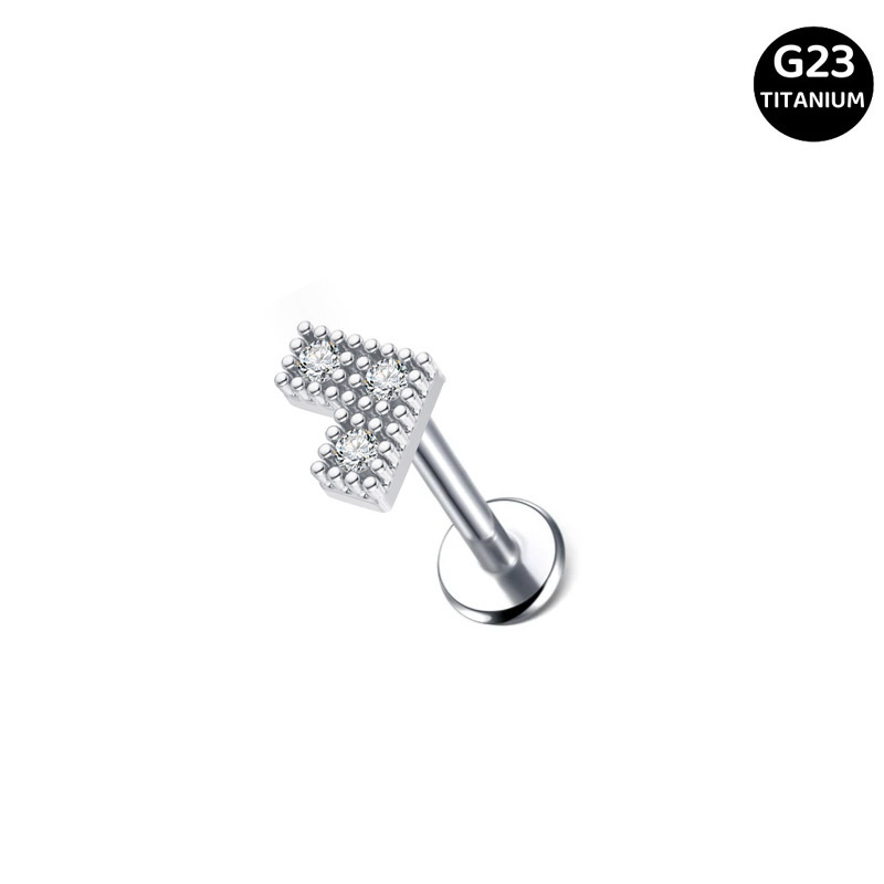 Ear Studs Classification Ear Cartilage Rings & Studs Piercing Type 1 Piece Ear Cartilage Rings & Studs Vacation Simple Style Solid Color G23 Titanium Inlay Zircon Ear Cartilage Rings & Studs
