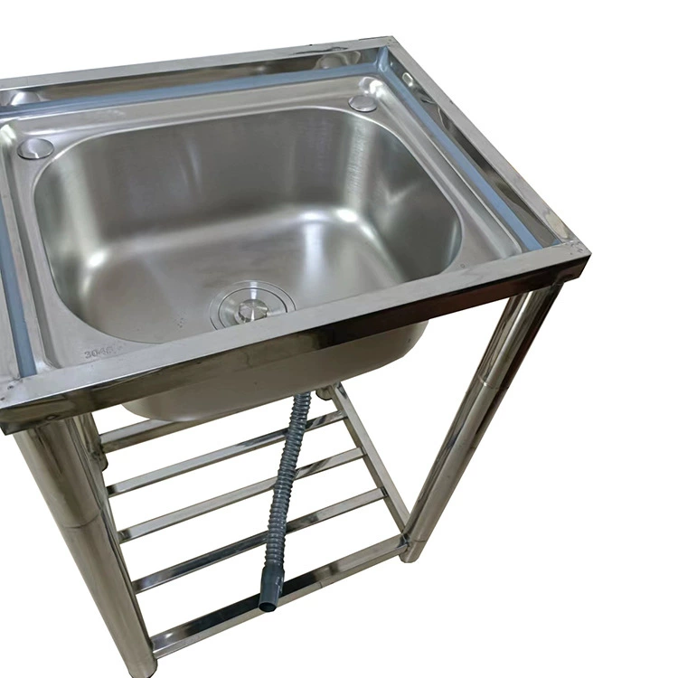 Stainless steel multi-functional sink assembly with bracket washing vegetables, dish washing sink for rental house