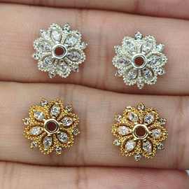 14K包金镶锆石花托镶锆石花托雪花片饰品配件隔片散珠手工diy配件