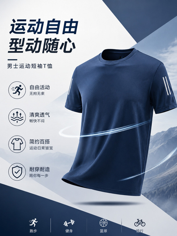 Summer Ice Silk Short-Sleeve T-Shirt for Men, Thin, Quick-Dry, Cool, Breathable, Loose Fit, Large Size, Versatile, Solid Color Tee