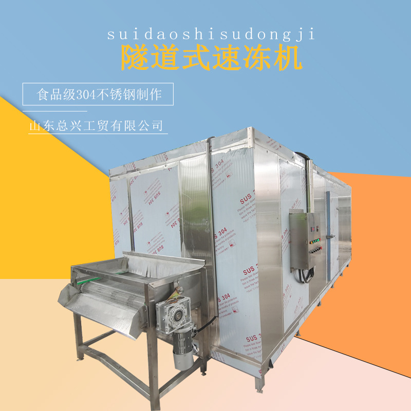 大型商用肉类速冻流水线 毛豆全自动隧道式速冻机 薯条低温速冻机