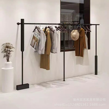 服装店展示架上墙壁挂式落地货架黑色陈列衣服架子男女装店挂衣架