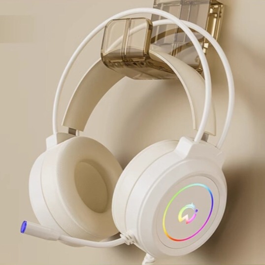 既製品のヘッドセット、有線ゲーミングヘッドセット、携帯電話、ノートパソコン用ノイズキャンセリングヘッドセット、RGBライト効果|undefined