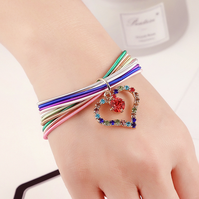 Sweet Heart Shape Metal Plating Hollow Out Inlay Zircon Womenu0027S Bangle 1 Piece