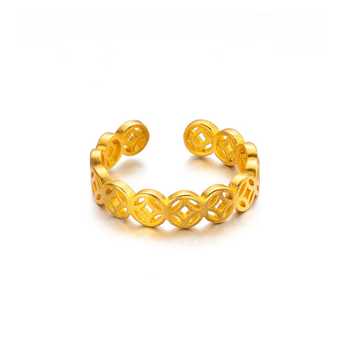 National trend sand gold retro ethnic copper coin ring ring rich money living coin little girl ring wholesale