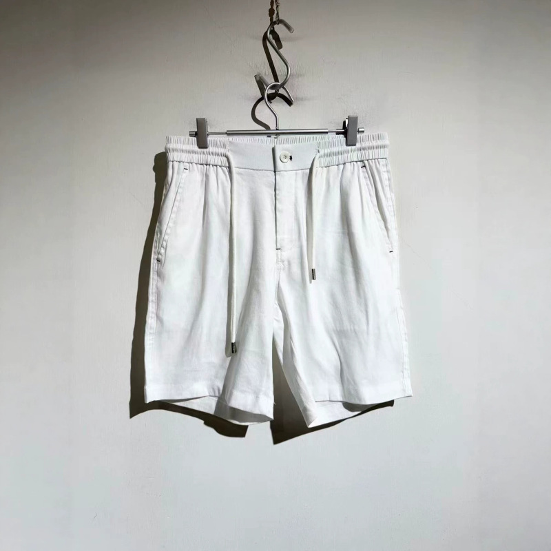 B Brand 2026Aw Summer Thin Linen Casual Shorts for Men, Old Money Style, Breathable, Loose Straight Fit