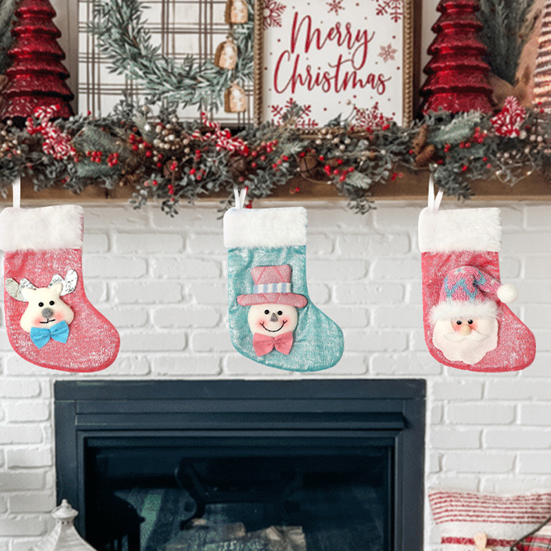 Cross-border Christmas socks children's gift bags party decoration pendants Christmas decorations Christmas candy bags decorations wholesale