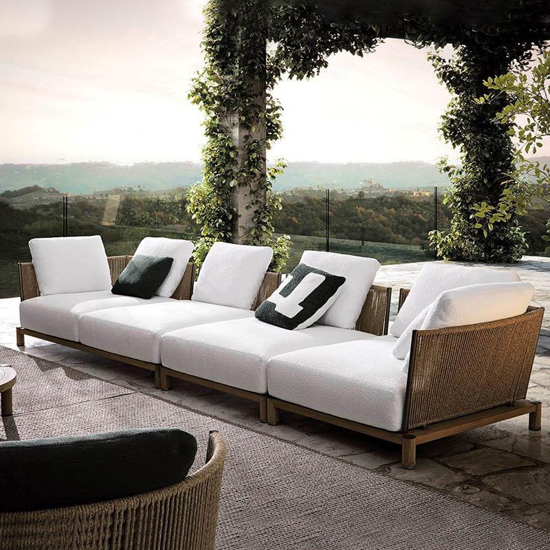 Sofá al aire libre patio villa de alta gama a prueba de lluvia y protección solar al aire libre vidana villa balcón hotel muebles de jardín