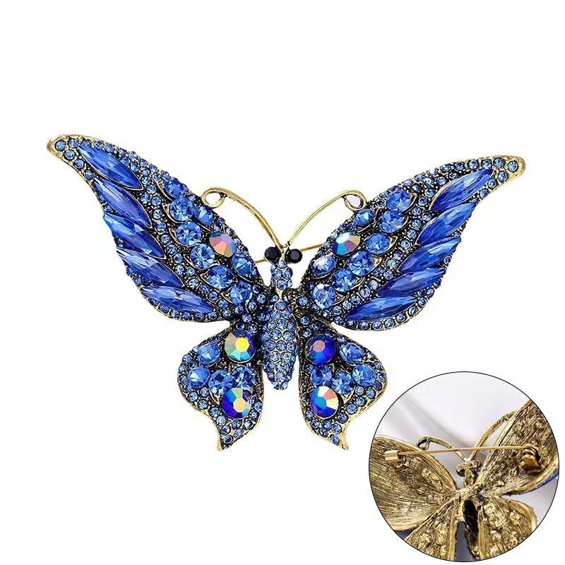30g Weight Rhinestones Inlay Material Fashion Pin Butterfly Alloy Enamel Rhinestones Women'S Brooches