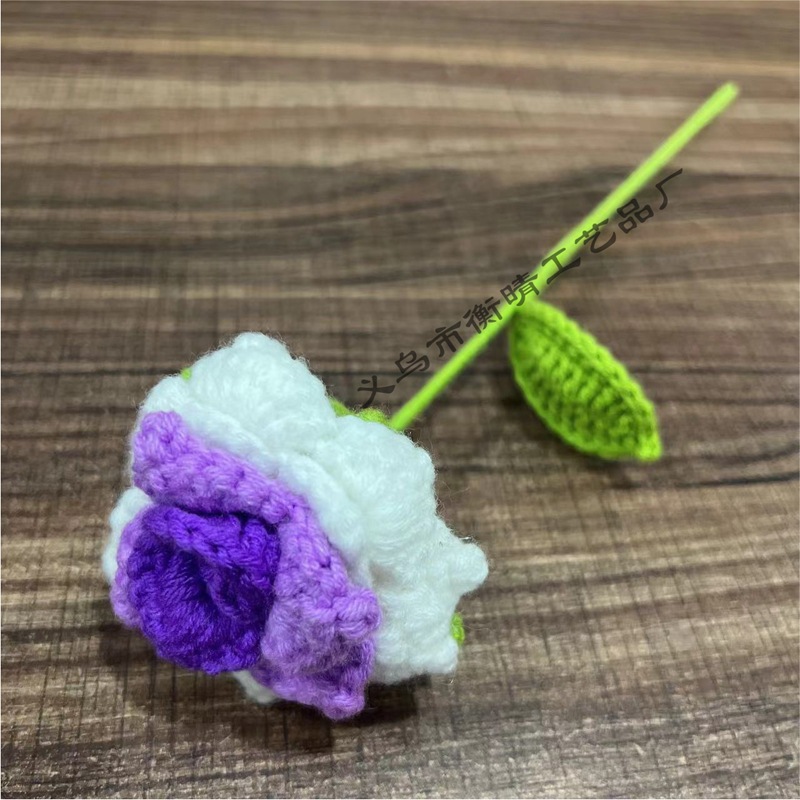 Lily tejido a mano acabado rosa Lily Tulip flor artificial lana ramo regalo